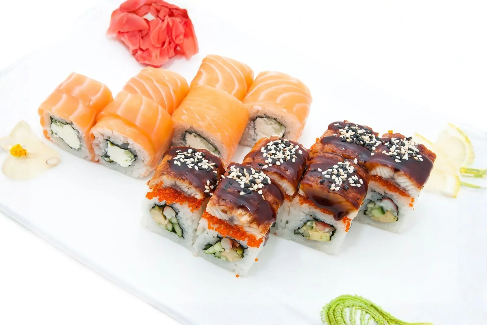 Specialty salmon and eel roll platter at Hashiya Sushi & Ramen, a Japanese Restaurant in Danville